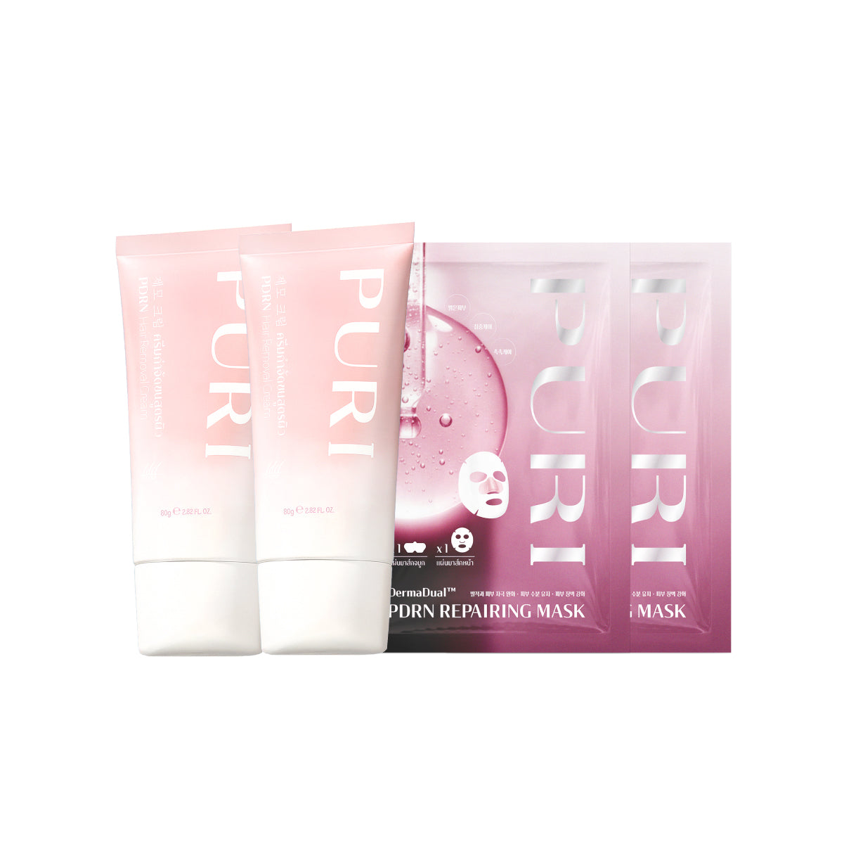 PURI PDRN HAIR REMOVAL CREAM ครีมกำจัดขนสูตรPDRNแซลม่อน 2 ชิ้น แถมฟรี! มาส์กฟื้นฟูผิวPDRN 2 ชิ้นทันที