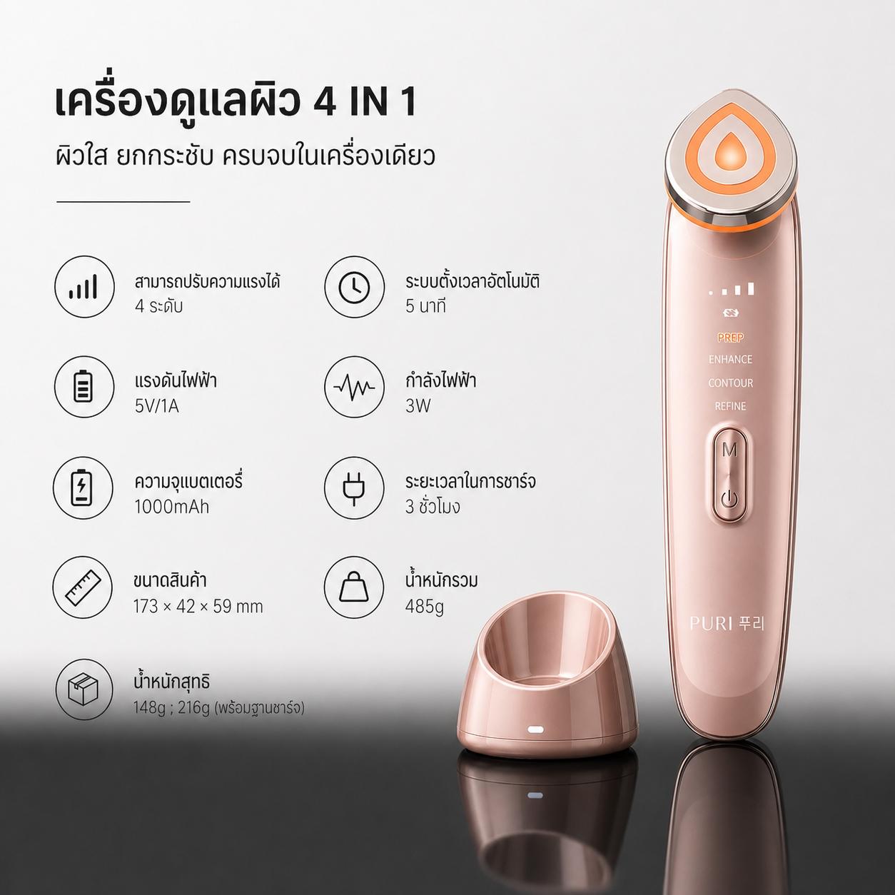 AURA PRO 4D + Mini gel x5 [เครื่องดูแลผิว 4 in1 พร้อม มินิเจล 5 ชิ้น]